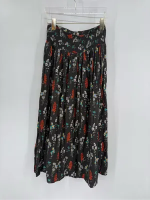 NATURAL LIFE Charcoal Floral Midi Skirt Sz S Cottage Boho Dark Romantic Fairy thumbnail 3
