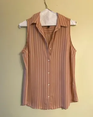 Striped Sleeveless Blouse - Pink thumbnail 1