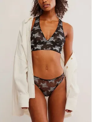 FREE PEOPLE NWT Talk About It Racerback Bra / Black Combo thumbnail 2