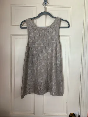 Anthropologie Sana Foil Tank Sz Medium Silver Knit Sweater Sleeveless Top Moth thumbnail 8