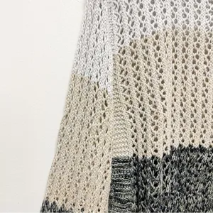 One Grey Day Tan Gray Stripped Bell Sleeve Knitted Sweater thumbnail 3