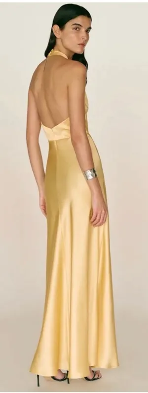 Reformation Daniela Silk Maxi Dress Ray Of Light Yellow size 2 C0 thumbnail 1