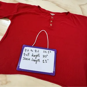Eberjey Red Cozy Waffle Henley Short Sleeve Long Pants‎ Pajama PJ Set Red XS thumbnail 11