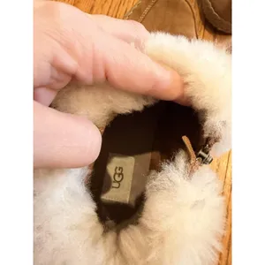UGG Elowen Boots Womens Size 9 Brown Suede Shearling Fur Cuff Zip Ankle thumbnail 4