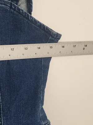 Almost Famous Dark Wash Denim Romper with Ruffle Sleeves Size Small NWT thumbnail 6