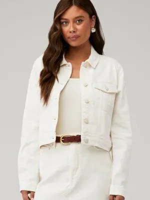 NWT Good American Soft Denim Jacket in Cloud White size medium thumbnail 1