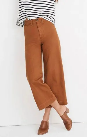 Madewell Orange Rust Retro Emmett High Waisted Wide Leg Crop Jean Trouser Pants thumbnail 1