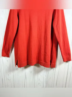 TALBOTS Burnt Orange 100% Cotton Open-Front Pocket Sweater Cardigan, Medium thumbnail 9