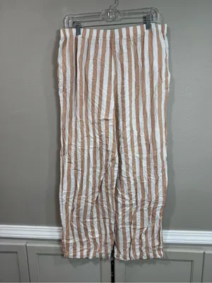 Victoria Secret Striped Wide-Leg Pajama Set- Beige & White thumbnail 10