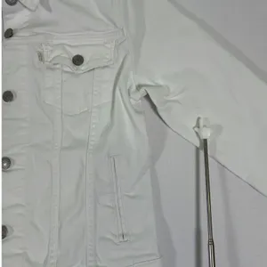 Levis Womens White Denim Trucker Jacket Large Stretch Cotton 77306-0004 thumbnail 5