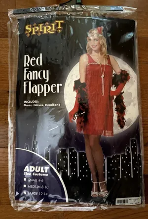 Spirit Halloween Red Fancy Flapper Women's Large Costume Cosplay Gloves Headband thumbnail 1