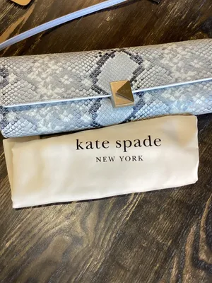 kate spade Deco Snake Embossed Leather Shoulder Bag in pale sapphire thumbnail 8