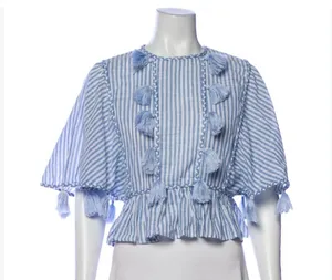 Misa Los Angelos blue striped tassel top small thumbnail 10