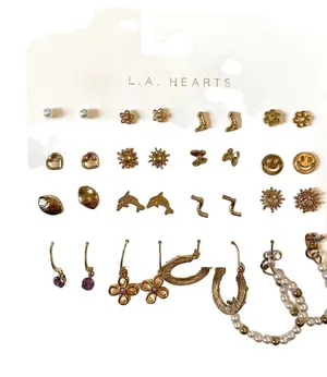 L.A. Hearts Gold Earring Set Pearl Dangle Cowboy Coastal Stud Variety Pack Y2K thumbnail 1