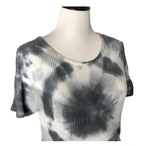 Brandy Melville Tie‎ Dye Crop Top Ribbed Blue Short Sleeve Women Size One Size thumbnail 5