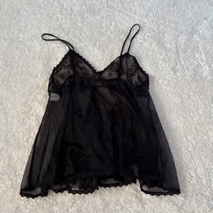 Womens Y2K Sheer Trim Floral Black Whimsigoth Babydoll Coquette M Made in USA thumbnail 2