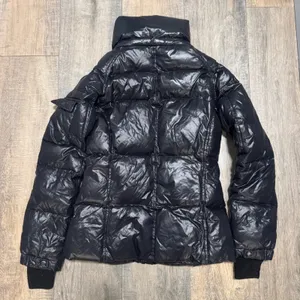 S13 Allie Shiny Black Puffer Down Jacket High Neck Funnel‎ Collar XS thumbnail 2