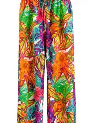 Lauren Ralph Lauren Womens Palazzo Pants 1X Tropical Floral Wide Leg Resort thumbnail 7
