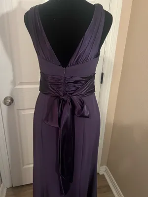 Formal purple bridesmaid evening dress thumbnail 4