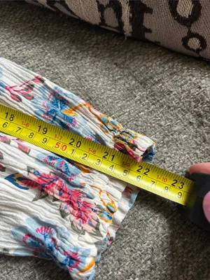 Old Navy White Floral V-Neck Blouse with Blue & Pink Blooms | Size Medium thumbnail 8