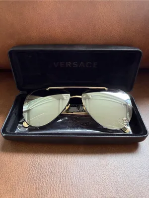 Versace VE2231 Black and Gold Medusa Rimless Aviator Sunglasses with Case thumbnail 4