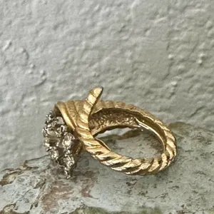 Vintage Gold Tone Cluster Ring with Clear Rhinestones thumbnail 6