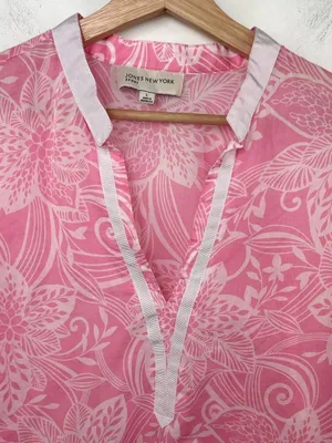 Jones New York Pink & White Floral Split-Neck Tunic thumbnail 3