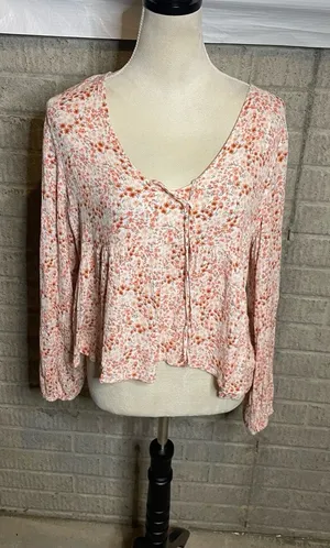 Hippie‎ Rose Floral Boho Long Sleeve Top Large thumbnail 1