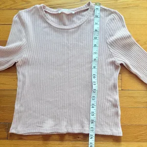 REFORMATION Wiley Knit Long‎ Sleeve Ribbed Top Light Pink Tencel size S thumbnail 6