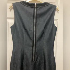 *Tahari Black Sleeveless Exposed Zipper Denim Size Small Sheath Mini Dress thumbnail 9