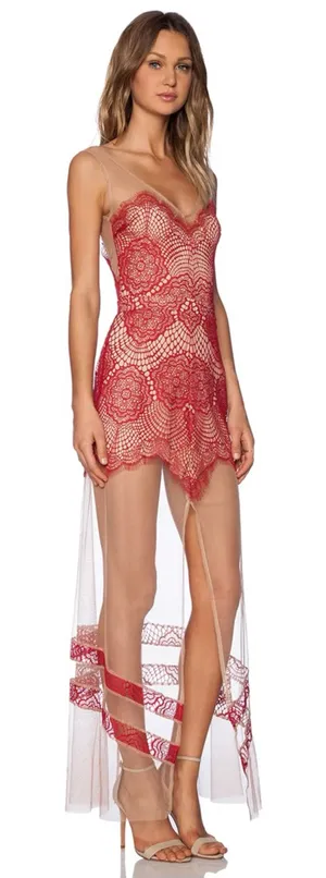 for love & lemons antigua mesh sheer lace maxi dress thumbnail 1
