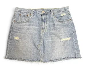Levi's Cotton Distressed Ripped Grunge Denim Jean Skirt 32 thumbnail 1