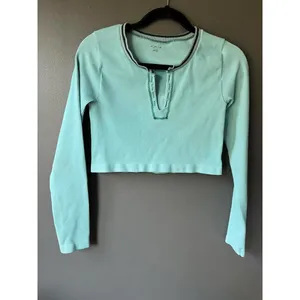 Urban Outfitters Out From Under Light Blue Ribbed Long Sleeve Crop Top XL thumbnail 5