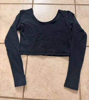 American Apparel Black Long Sleeve Crop Top thumbnail 1