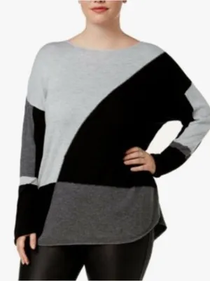 INC International Concepts Gray Colorblock Sweater Size-XL Colorblock Chic thumbnail 1