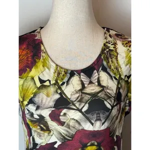 Ted‎ Baker Jersey Knit Abstract Floral Dress Women Small Crew Neck Sheath Artsy thumbnail 6
