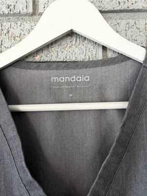Mandala Scrub Set Charcoal Grey V Neck Top High Waisted Joggers Size Medium thumbnail 6