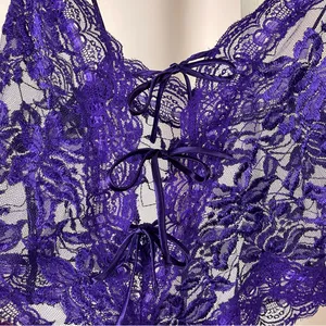 Vintage Victoria’s Secret Gold Label Medium Satin Lace Purple Lingerie Teddy thumbnail 3