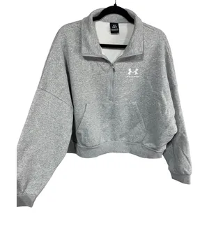 Under Armour Pullover Icon Fleece Oversized Half Zip Women's Large Gray New thumbnail 1