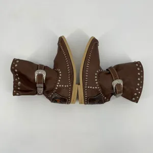 Hector Riccione Made in Italy Leather Studded Buckle Western Boots Brown Size‎ 7 thumbnail 6