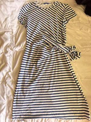 J. McLaughlin Blue white striped dress thumbnail 2