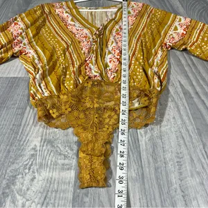 Free People Intimately Yellow Bohemian Long Sleeve Blouse Top; XS Women’s thumbnail 6