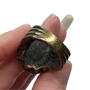 Faux Turquoise Oval Cabochon Antique Gold Tone Cocktail Ring thumbnail 6