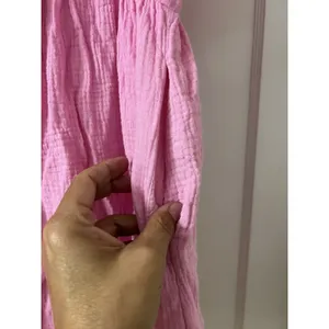 &merci Pink Gauze Mini Babydoll Dress Puff Sleeve Cotton Women’s Small Cottage thumbnail 3