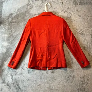 Banana Republic Orange Blazer Jacket Single Button Tailored Fit Fringe Trim SZ 0 thumbnail 4