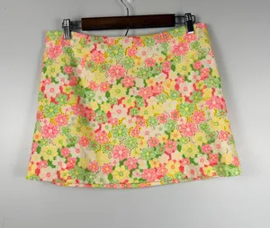 Lilly Pulitzer Tate Skirt Size 6 Floral Sunbonnet Lace Pink Green Yellow thumbnail 1
