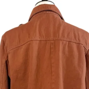 Free People Denim Jean Jacket Button Front Terracotta Orange Women’s Size Medium thumbnail 9