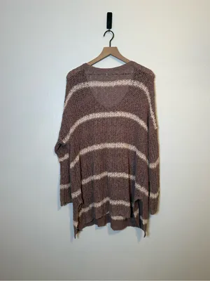 Free People Greenwich Village striped knit sweater Oversized‎ Open Knit thumbnail 5