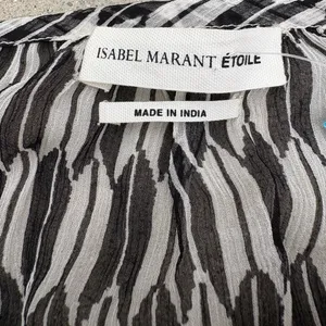 Isabel Marant Etoile Black and White Argyle Fray Hem 100% Silk Blouse Women’s S thumbnail 7