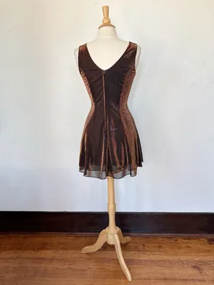 Vintage 90s Brown Sparkle V-Neck Sleeveless Cocktail Dress thumbnail 6